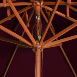 Berkfield Home Double Decker Parasol with Wooden Pole Bordeaux Red 270 cm - thumbnail 5