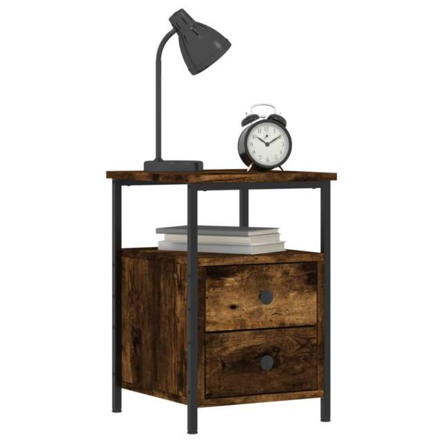 Berkfield Home Durable Bedside Cabinet Smoked Oak 34x35.5x50 cm Engineered Wood in Brown - image 1