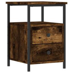 Berkfield Home Durable Bedside Cabinet Smoked Oak 34x35.5x50 cm Engineered Wood in Brown - thumbnail 3