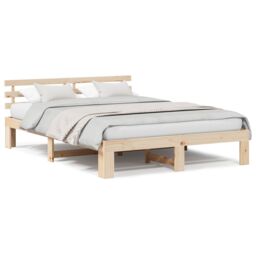 Berkfield Home Pine Wood Bed Frame Natural Solid Pine wood 140 x 200 cm in Brown - thumbnail 4