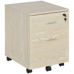 SPETLEK 2-Drawer Locking Office Filing Cabinet 5 Wheels Rolling Storage Oak in Natural - Size: 0.6m2 - thumbnail 1