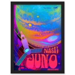 Artery8 NASA Juno Mission to Jupiter Psychedelic Artwork Framed Wall Art Print A4 in Black - thumbnail 1