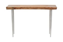 Orsina Rustic Natural Wood Console Table-Silver Finish Hallway Table With Metal Legs-Rectangular Top Couch Table in Silver - thumbnail 3