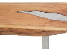 Orsina Rustic Natural Wood Console Table-Silver Finish Hallway Table With Metal Legs-Rectangular Top Couch Table in Silver - thumbnail 5
