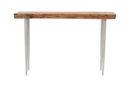 Orsina Rustic Natural Wood Console Table-Silver Finish Hallway Table With Metal Legs-Rectangular Top Couch Table in Silver - thumbnail 2