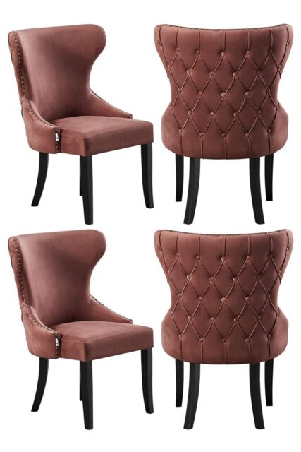 Set of 4 'Mayfair Velvet Dining Chairs' Upholstered Dining Room Chairs
