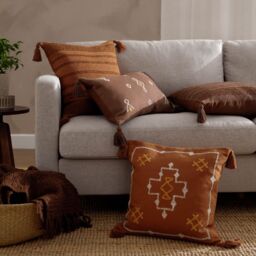 Yard Larch Woven Tasselled Cushion in Orange - Size: 45 cm x 45 cm - thumbnail 7