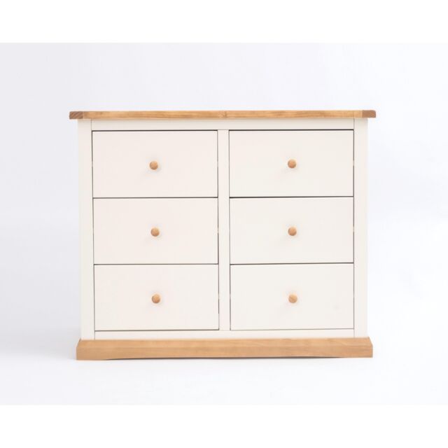 Cabinet Bits Trevi 6 Drawer Chest of Drawers Wood Knob in Off-White - image 1