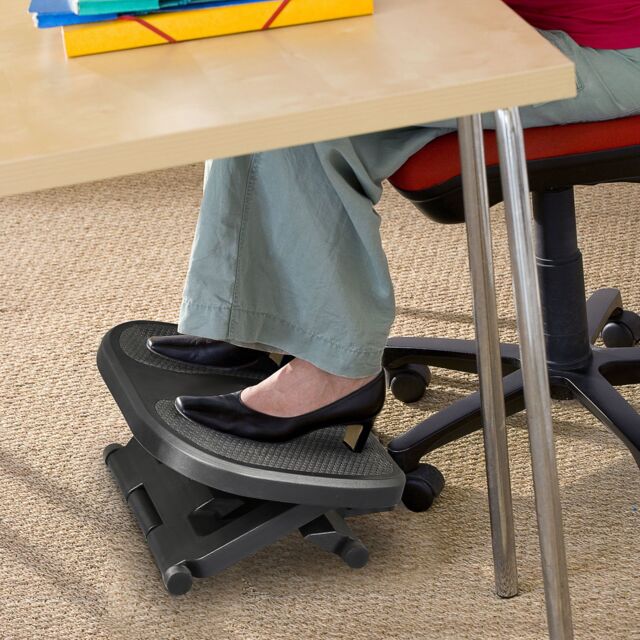 HOMCOM Adjustable Under-Desk Footrest Height Angle Tilt Anti-Slip, Black - image 1