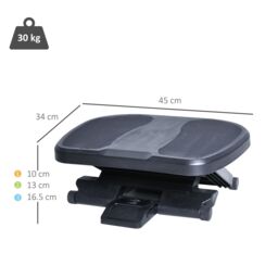 HOMCOM Adjustable Under-Desk Footrest Height Angle Tilt Anti-Slip, Black - thumbnail 3