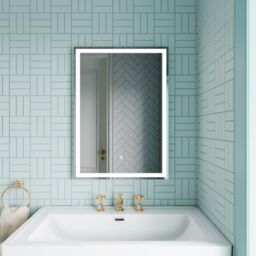Balterley Rectangular LED Touch Sensor Mirror with Demister 700x500mm - Chrome in Silver - thumbnail 2
