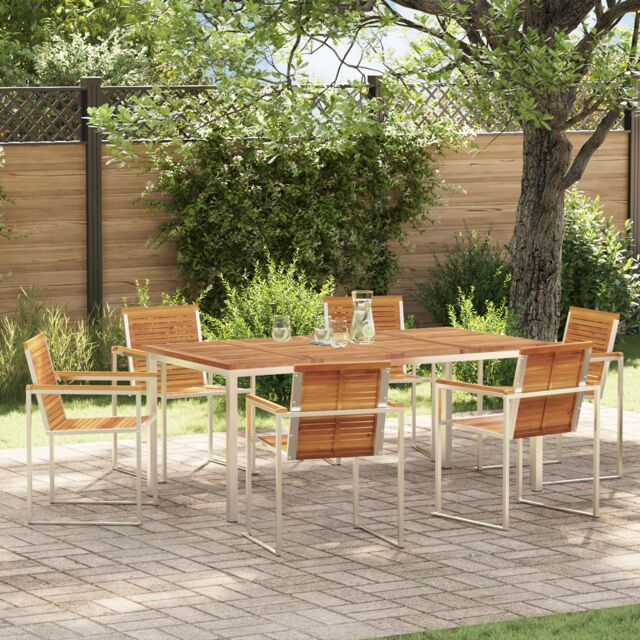 Berkfield Home 7 Piece Garden Dining Set Solid Wood Acacia in Brown - image 1