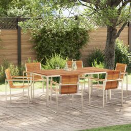 Berkfield Home 7 Piece Garden Dining Set Solid Wood Acacia in Brown - thumbnail 1