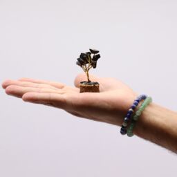 KDMD Mini Gemstone Tree On Wood Base - Black Agate (15 stones) - thumbnail 2