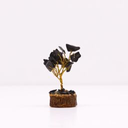 KDMD Mini Gemstone Tree On Wood Base - Black Agate (15 stones) - thumbnail 1