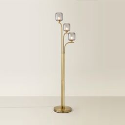ValueLights Amelie Gold Stem 3 Way Ribbed Glass Lamp Floor Light - thumbnail 3