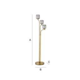 ValueLights Amelie Gold Stem 3 Way Ribbed Glass Lamp Floor Light - thumbnail 8