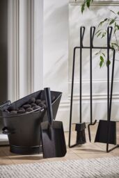 Dibor Contemporary Black Fireside Companion Set with Coal Bucket - thumbnail 1