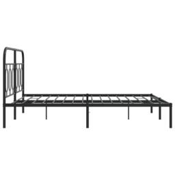 Berkfield Home Metal Bed Frame without Mattress with Headboard Black 140x190cm - Size: 140x190 cm - thumbnail 5