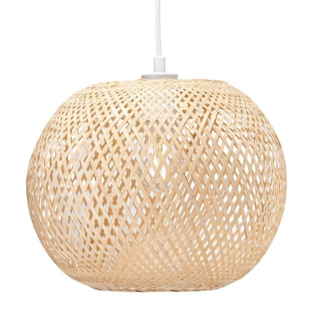 Happy Homewares Modern Spherical Cage Design Bamboo Strapping Pendant Lamp Shade in Brown - image 1