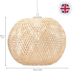Happy Homewares Modern Spherical Cage Design Bamboo Strapping Pendant Lamp Shade in Brown - thumbnail 7