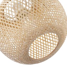 Happy Homewares Modern Spherical Cage Design Bamboo Strapping Pendant Lamp Shade in Brown - thumbnail 3