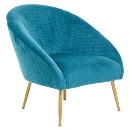 Orsina Luxury Velvet Occasional Chair, Comfortably Fashionable Gold Accented Chair in Blue - thumbnail 2