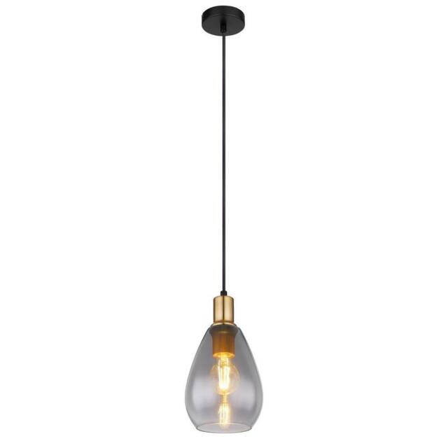 Netlighting Fanni Dome Pendant Ceiling Light Matt Black Smoke Glass Shade 1x E27 - image 1
