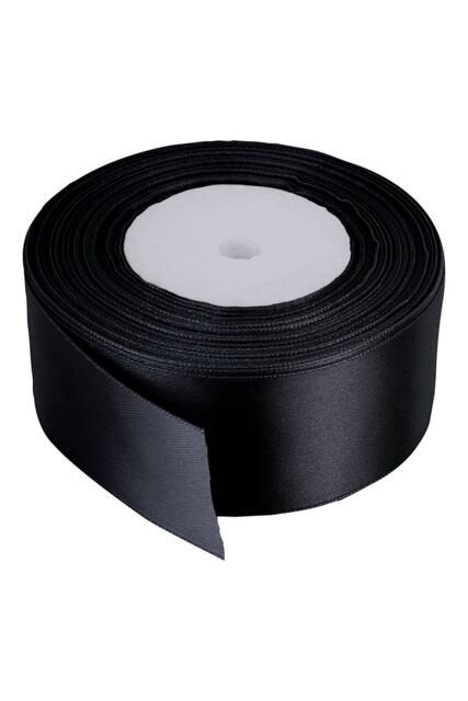 Neel Blue Double Sided Satin Polyester Ribbon Roll, 50mm x 25 Metres in Black - image 1