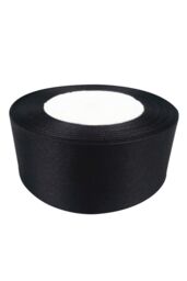 Neel Blue Double Sided Satin Polyester Ribbon Roll, 50mm x 25 Metres in Black - thumbnail 4