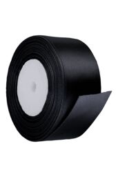 Neel Blue Double Sided Satin Polyester Ribbon Roll, 50mm x 25 Metres in Black - thumbnail 3