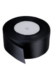 Neel Blue Double Sided Satin Polyester Ribbon Roll, 50mm x 25 Metres in Black - thumbnail 1