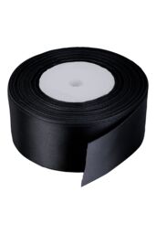 Neel Blue Double Sided Satin Polyester Ribbon Roll, 50mm x 25 Metres in Black - thumbnail 2