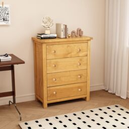 Cabinet Bits Lugo 4 Drawer Chest of Drawers Wood Knob in Light Brown - thumbnail 1