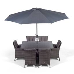 Thats Furniture Savannah Rectangular 6 Seater Rattan Patio Dining Set in Grey - thumbnail 4