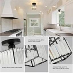 Havendro Black Without Bulbs LED Crystal Chandelier Ceiling Light Living Hallway Lights - thumbnail 2