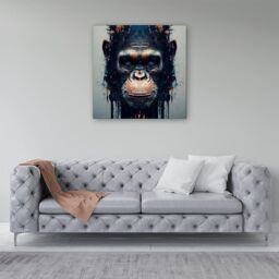 Warren Reed - Designer Gorilla Face Splashart Canvas in Brown - Size: w10 inch x h10 inch - thumbnail 4