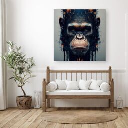 Warren Reed - Designer Gorilla Face Splashart Canvas in Brown - Size: w10 inch x h10 inch - thumbnail 3