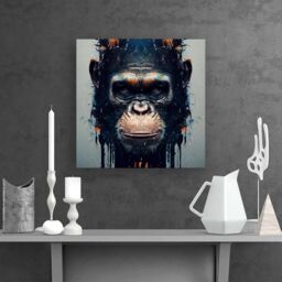 Warren Reed - Designer Gorilla Face Splashart Canvas in Brown - Size: w10 inch x h10 inch - thumbnail 2