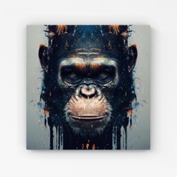 Warren Reed - Designer Gorilla Face Splashart Canvas in Brown - Size: w10 inch x h10 inch - thumbnail 1