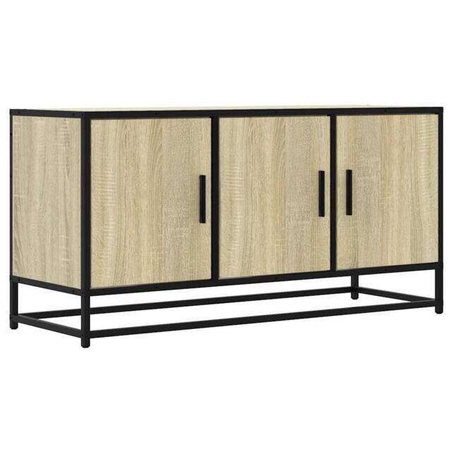Berkfield Home TV Cabinet Sonoma Oak 100x35x50 cm Engineered Wood & Metal in Brown - Size: 100 x 35 x 50 cm - image 1