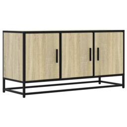 Berkfield Home TV Cabinet Sonoma Oak 100x35x50 cm Engineered Wood & Metal in Brown - Size: 100 x 35 x 50 cm - thumbnail 1