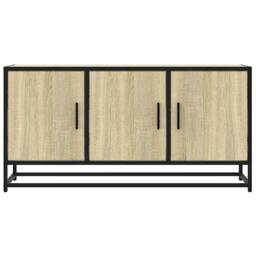 Berkfield Home TV Cabinet Sonoma Oak 100x35x50 cm Engineered Wood & Metal in Brown - Size: 100 x 35 x 50 cm - thumbnail 4