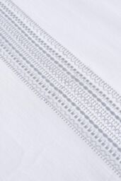Appletree 'Embroidered Band' 100% Cotton Embroidered Duvet Cover Set in White - Size: Super King - thumbnail 5