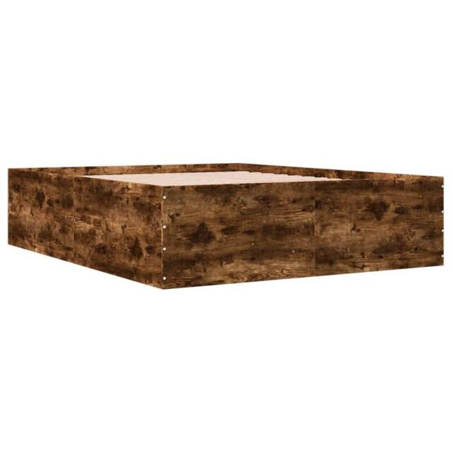 Berkfield Home Modern Bed Frame without Mattress Smoked Oak 150x200 cm King Size in Brown - image 1