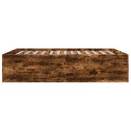 Berkfield Home Modern Bed Frame without Mattress Smoked Oak 150x200 cm King Size in Brown - thumbnail 5