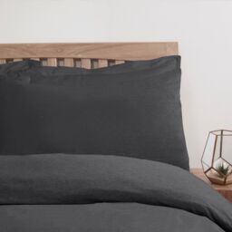 Smart Living Jersey Melange Polycotton Luxury Fitted Bedsheet or Pillowcase Pair in Charcoal - Size: King Fitted - thumbnail 2