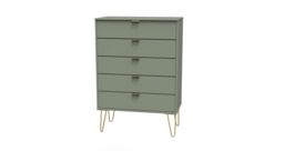 Ready Assembled 2 U Fuji 5 Drawer Chest (Ready Assembled) in Pale Green - thumbnail 3