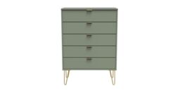 Ready Assembled 2 U Fuji 5 Drawer Chest (Ready Assembled) in Pale Green - thumbnail 1