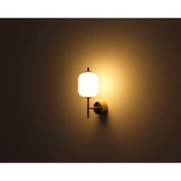 Netlighting Ewald Wall Lamp BrassColoured Opal Glass Shade LED 3000K in Gold - thumbnail 3